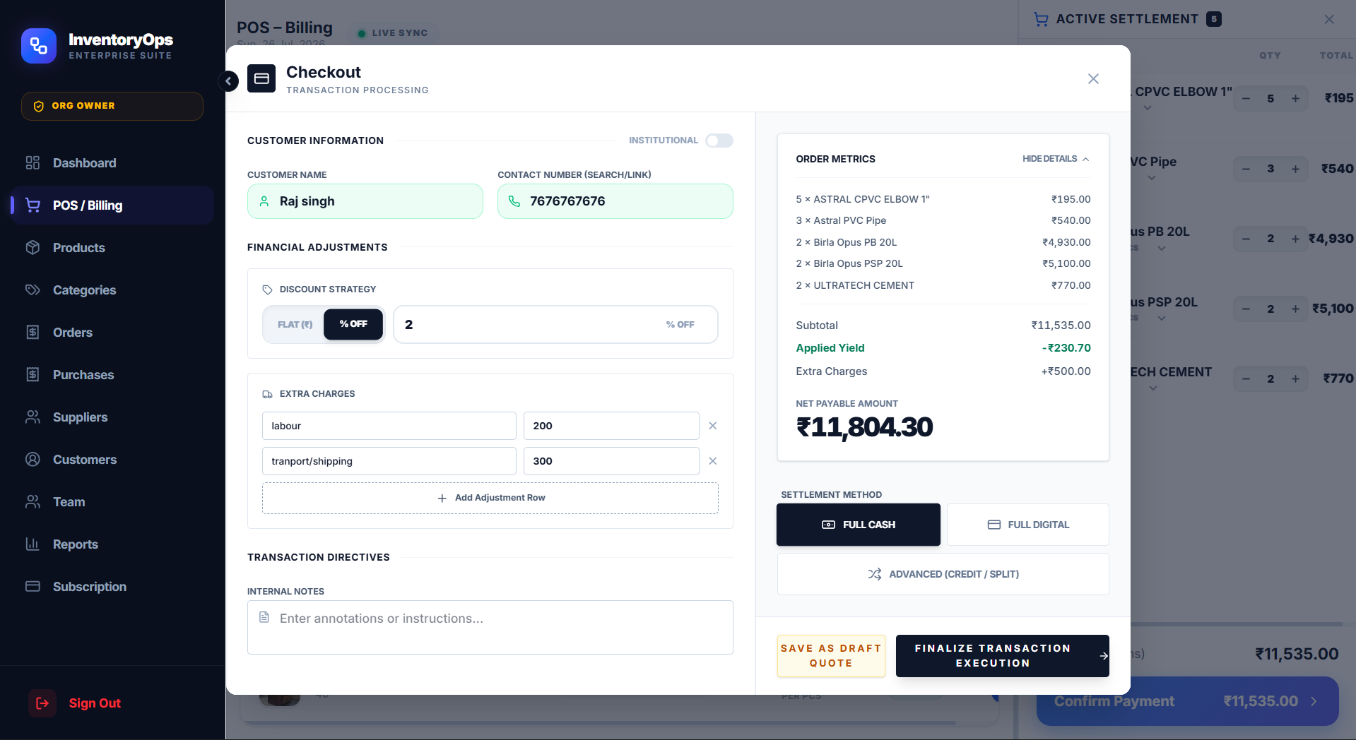 ACRSpace Sub-Second POS Billing Counter Interface